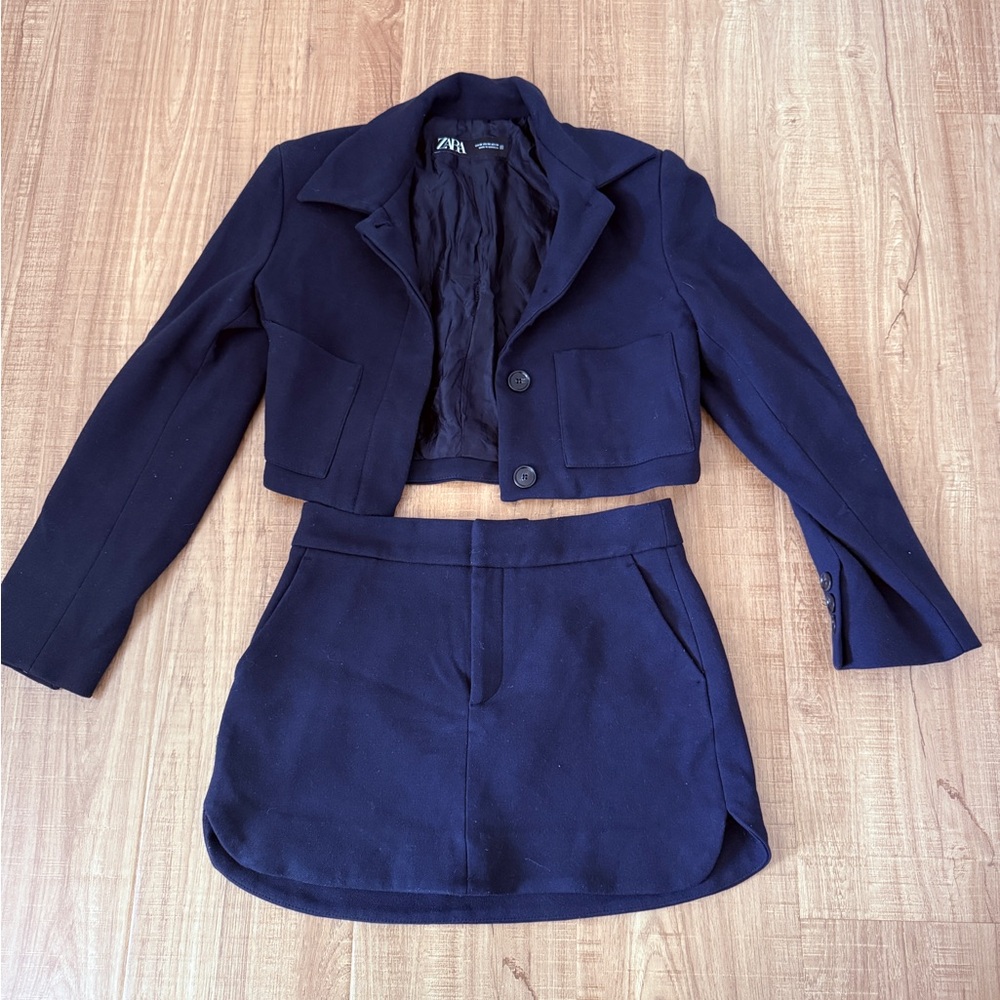 Zara Dark Blue Blazer and Skirt Ensemble - Picture 1 of 1